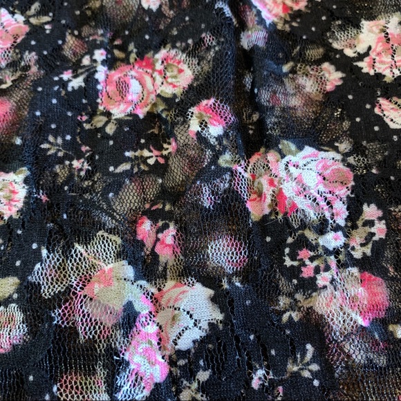 Floral Cottage Core Top Baby Doll Spandex Ties L - Picture 13 of 16